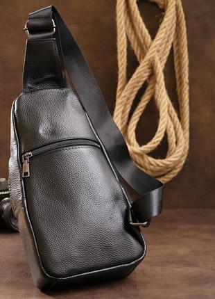 Небольшая кожаная мужская сумка через плечо vintage 20202 черный6 фото