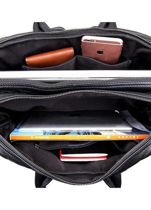 Шкіряна сумка трансформер jd 7014a рюкзак, бриф, сумка чорна