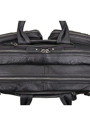 Шкіряна сумка трансформер jd 7014a рюкзак, бриф, сумка чорна