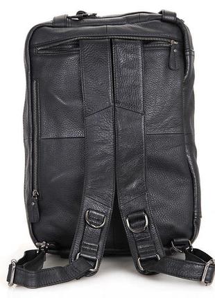 Кожаная сумка трансформер jd 7014a рюкзак, бриф, сумка черная8 фото