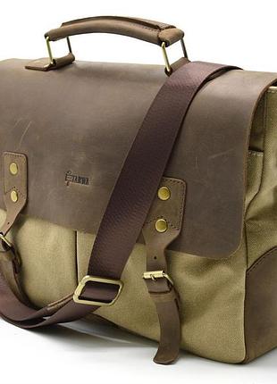 Чоловіча сумка з парусини (canvas) з шкіряними вставками rcs-3960-4lx бренду tarwa