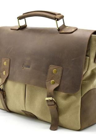 Чоловіча сумка із парусини зі шкіряними вставками rcs-3960-4lx бренда tarwa2 фото
