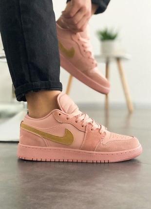 Женские кроссовки nike air jordan 1 low coral sued ❤️5 фото