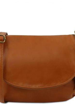 Женская кожаная сумка на плечо tuscany leather bag tl141223 (коньяк)1 фото