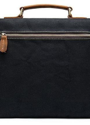 Сумка-портфель чоловіча текстильна зі шкіряними вставками vintage 20002 чорна4 фото