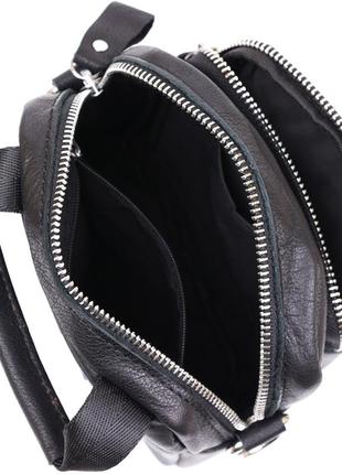 Компактная мужская сумка из натуральной кожи vintage 20477 черный4 фото