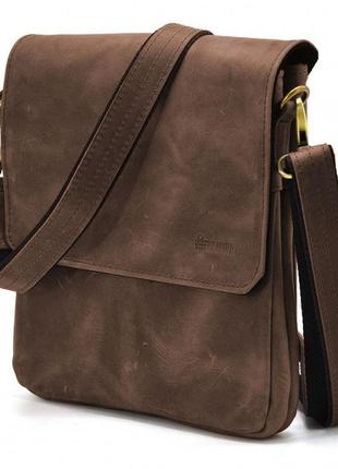 Мужская сумка через плечо rc-0022-4lx tarwa на 2 отделения кожа коричневая