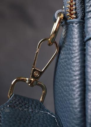 Модна сумка на два відділення з натуральної шкіри vintage 22355 синя9 фото
