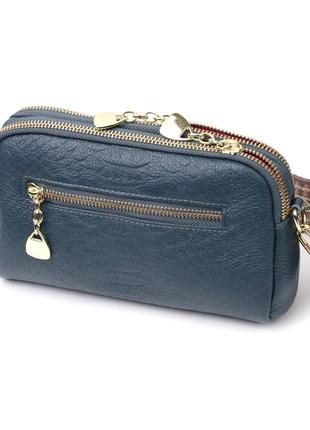 Модна сумка на два відділення з натуральної шкіри vintage 22355 синя2 фото