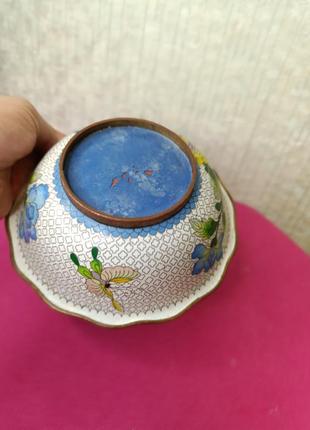 Велика тарілка клоазони миска латунна з керамікою часів ссср китайська цукерниця ваза для цукерок5 фото