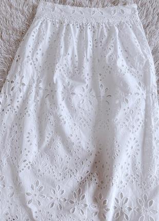Белая хлопковая кружевная юбка primark5 фото