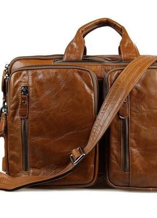 Кожаная сумка трансформер: рюкзак, бриф, сумка 7014b5 фото
