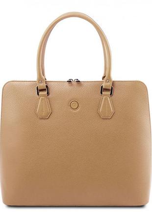 Жіноча шкіряна ділова сумка від tuscany magnolia tl141809 (champagne)