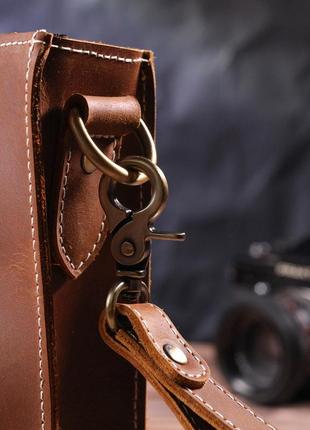 Винтажная женская сумка из натуральной кожи 21301 vintage коричневая9 фото