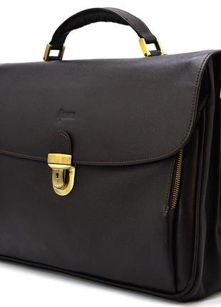 Кожаный мужской портфель на два отделения tarwa gc-2067-4lx коричневый8 фото