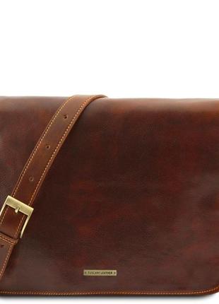 Чоловічий шкіряний месенджер tuscany leather messenger double tl90475 (коричневий)