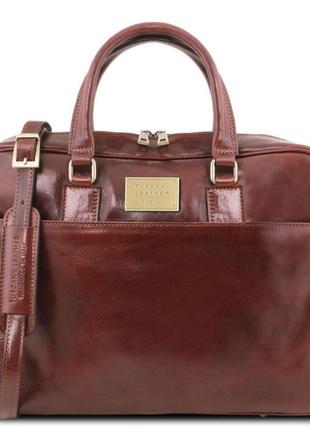 Шкіряний портфель для ноутбука з передньою кишенею tuscany leather urbino tl141241 (коричневий)