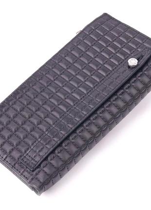 Стеганый вертикальный мужской бумажник из натуральной кожи karya 21425 черный2 фото