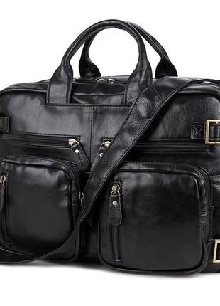 Универсальная мужская сумка-трансформер сумка-рюкзак, чёрная 7026а