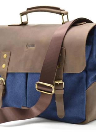 Мужская сумка-портфель кожа+парусина rk-3960-4lx от украинского бренда tarwa