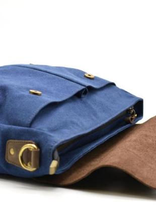 Чоловіча сумка-портфель шкіра + парусина rk-3960-4lx від українського бренда tarwa6 фото