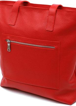 Кожаная вместительная женская сумка shvigel 16355 красный2 фото