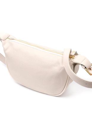 Женская полукруглая сумка с одной плечевой лямкой из натуральной кожи vintage 22371 белая2 фото