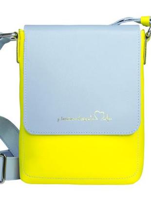 Мужская сумка-мессенджер мини формата, 235х160х50 мм, желто-голубой grande pelle 75127445
