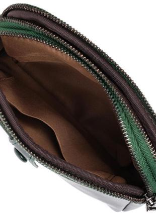 Кожаная женская сумка с глянцевой поверхностью vintage 22420 зеленый6 фото