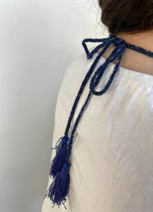 Намисто з кутасами та бісером "синє" дизайнерське ручної роботи, handmade етнічні аксесуари жіночі4 фото