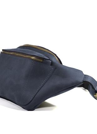 Сумка бананка синяя кожаная, сумка на пояс tarwa rk-3012-3md