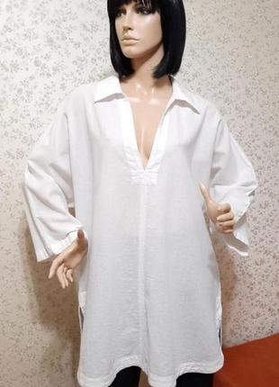 Рубашка h&m linen blend хлопок лен льняная сорочка блуза6 фото