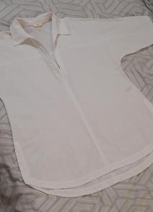 Рубашка h&m linen blend хлопок лен льняная сорочка блуза9 фото