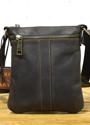 Небольшая мужская сумка через плечо tarwa rc-5470-4sa коричневая