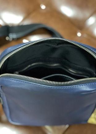 Кожаная сумка через плечо синего цвета m110bu john mcdee4 фото