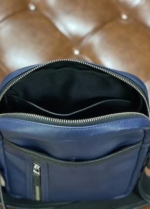 Кожаная сумка через плечо синего цвета m110bu john mcdee5 фото
