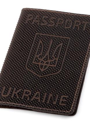 Обкладинка на паспорт shvigel 13930 шкіряна коричнева