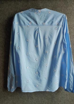 Коттонова розшита блуза блакитного кольору44-46 розміру6 фото