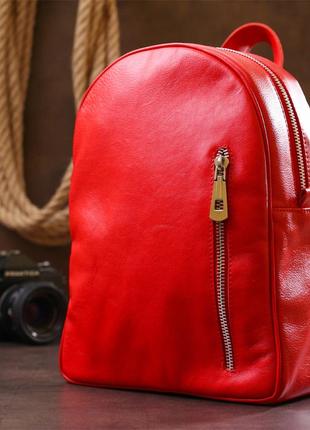 Яркий женский рюкзак из натуральной кожи shvigel 16316 красный7 фото