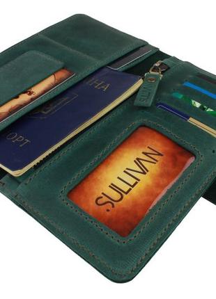 Кошелек женский кожаный под паспорт sullivan m35(10) зеленый