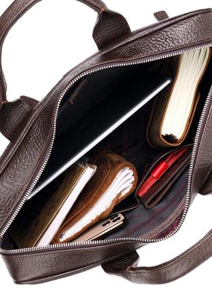 Надійна сумка-портфель на плече karya 20874 шкіряна коричневий6 фото