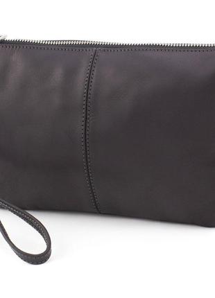 Борсетка мужская клатч 705110, черная кожа матовая grande pelle