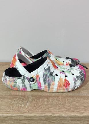 Крокси crocs lined  tie dye clog black/multi