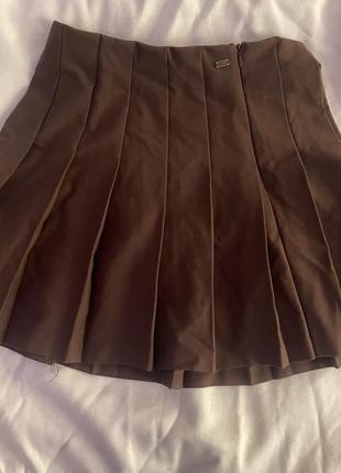 Теннисная юбка pull&bear коричневая.  cottagecore dark academia y2k bershka zara мини юбка