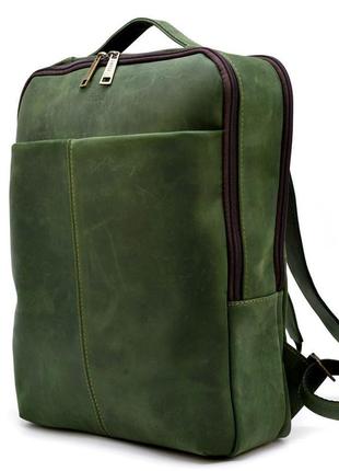 Зелений шкіряний рюкзак унісекс tarwa re-7280-3md