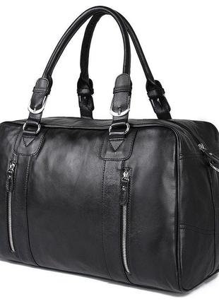 Кожаная стильная дорожная сумка, черная 7190a john mcdee