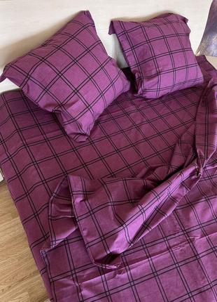 Двоспальний та євро комплект постільної білизни у клітинку