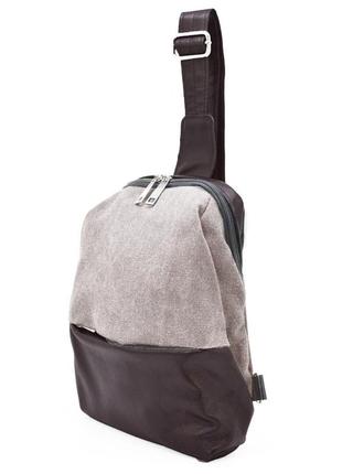 Рюкзак слинг на одно плечо из кожи и канвас tarwa gcc-1905-3md