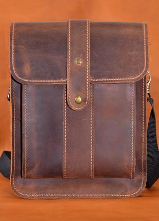 Кожаная сумка на плечо мужская с клапаном limary lim0123rb цвет хеннеси6 фото