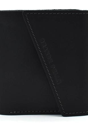 Шкіряне портмоне чорне матове grande pelle 910110 з монетницею